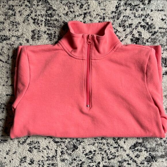 Small Amazon Essentials Pink Coral long sleeve lightweight fleece quarter zip - Picture 4 of 7